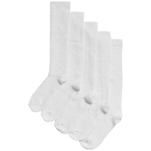 M&S Collection 5pk of Knee High Pelerine Socks 6-8 White