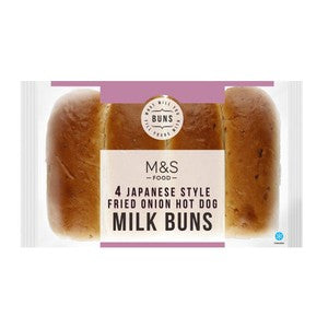 M&S 4 Japanese Style Fried Onion Hot Dog Milk Buns Serves 4