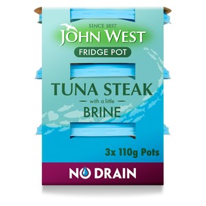 John West No Drain Fridge Pot Tuna Steak with a Little Brine 3x110g