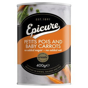 Epicure Petit Pois & Whole Baby Carrots in Water