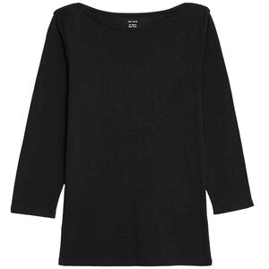 M&S Womens Pure Cotton Slim Fit Top, Size 14, Black