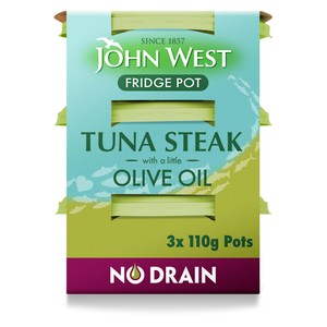 John West No Drain Fridge Pot Tuna Steak with a Little Olive Oil 3x110g