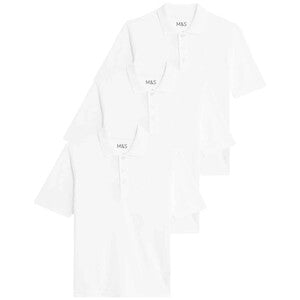 M&S Unisex Polo Shirt, 8-9 Years, White