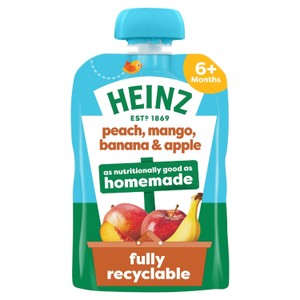 Heinz Peach, Mango, Banana & Apple Baby Food Fruit Puree Pouch 6+ Months