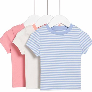 M&S Girls Cotton Rich Peach T-Shirts, 5-6 Years Multi