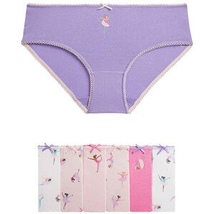 M&S Girls Cotton with Stretch Ballerina Knickers, 7-8 Years, 7 Pack