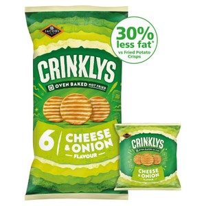 Jacob's Crinklys Cheese & Onion 30% Less Fat Multipack Snacks