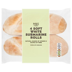 M&S 4 Soft White Submarine Rolls