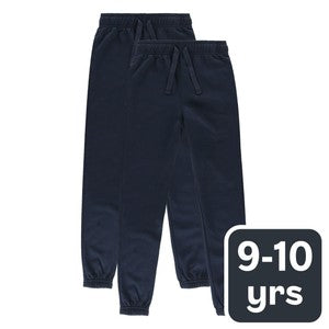 M&S Kids Cotton-Rich Joggers, 9-10 Years, Navy