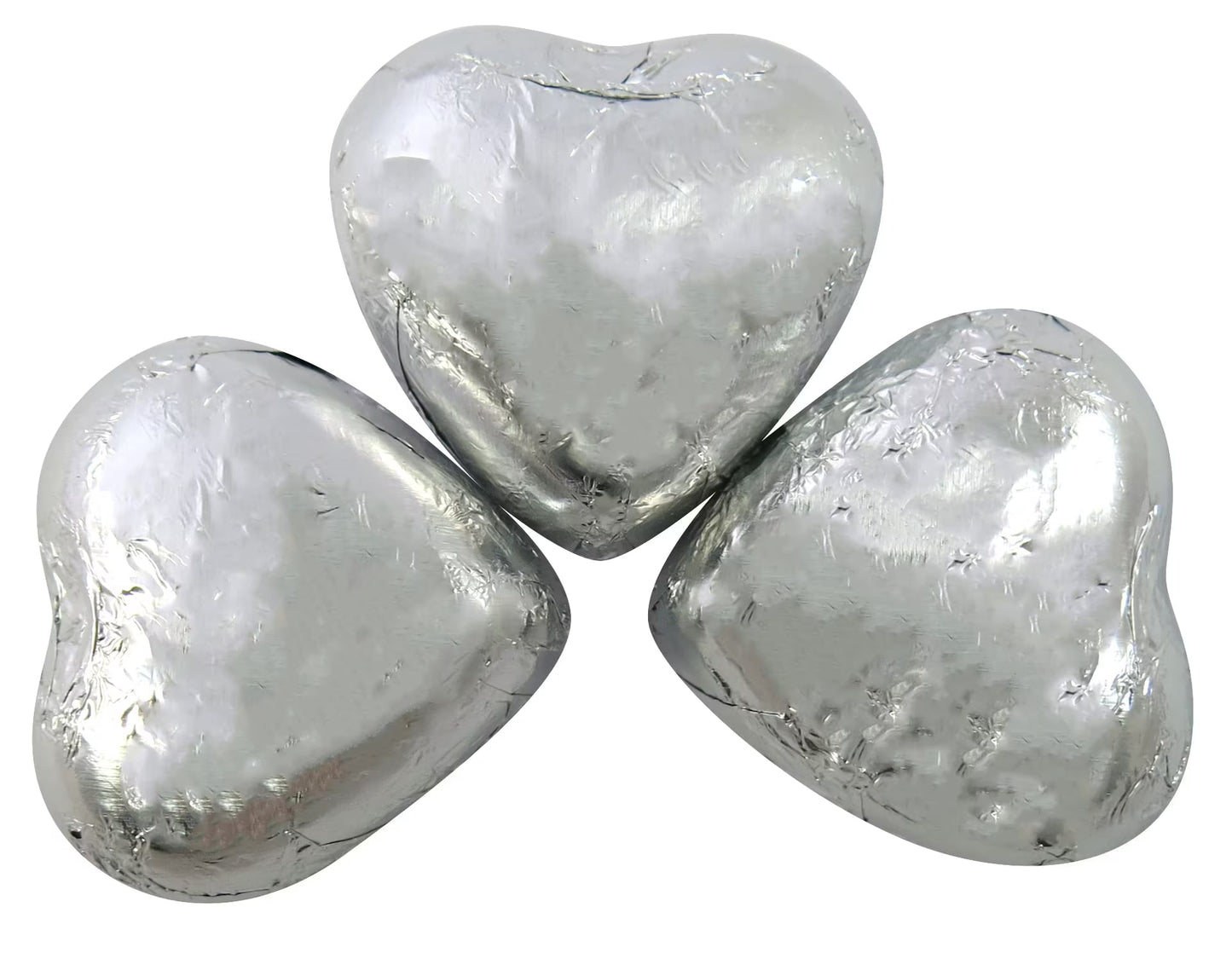 Silver Foiled Milk Chocolate Hearts 250g Bag