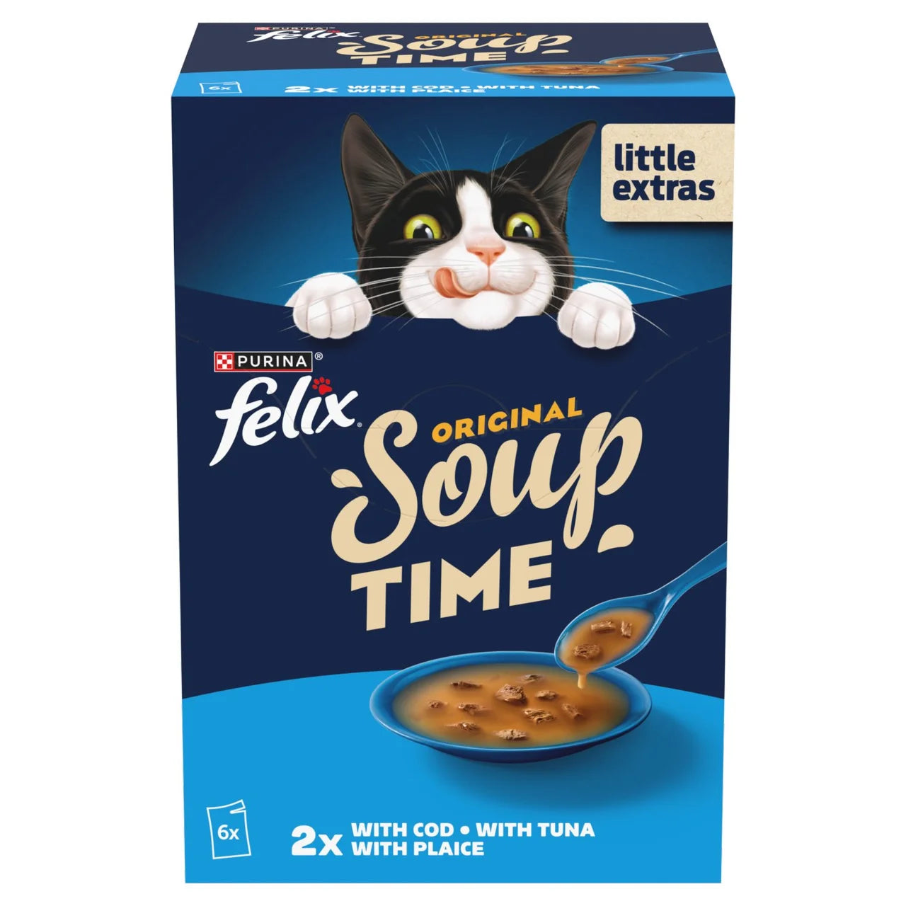 Felix Soup Fish Selection Plaice, Tuna & Cod Wet Cat Food 6 x 48g