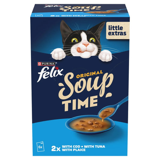 Felix Soup Fish Selection Plaice, Tuna & Cod Wet Cat Food 6 x 48g