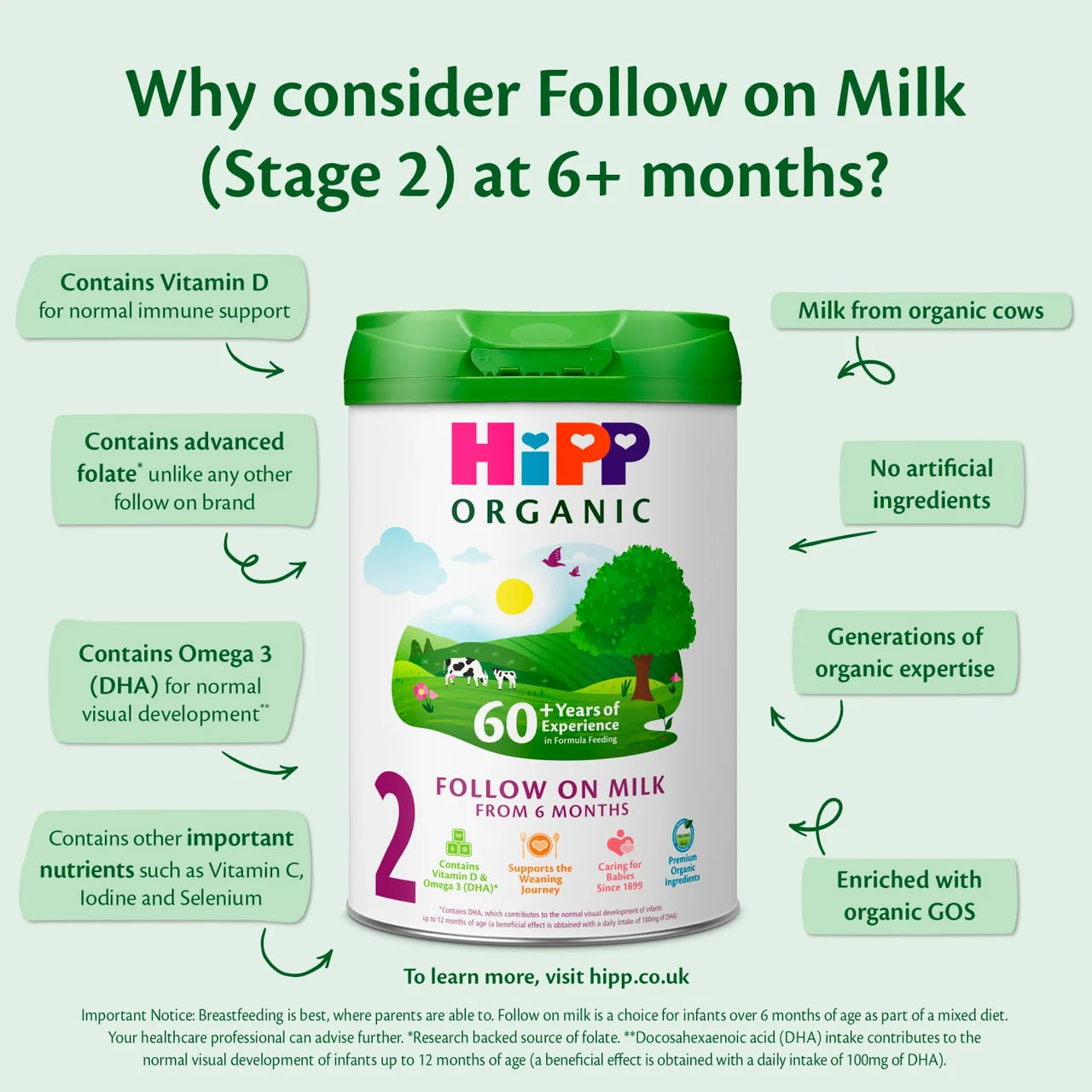 HiPP Organic 2 Follow on Baby Milk Powder Formula From 6 Months 800g