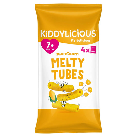 Kiddylicious Sweetcorn Melty Tubes Multipack 7+ Months 4 x 10g