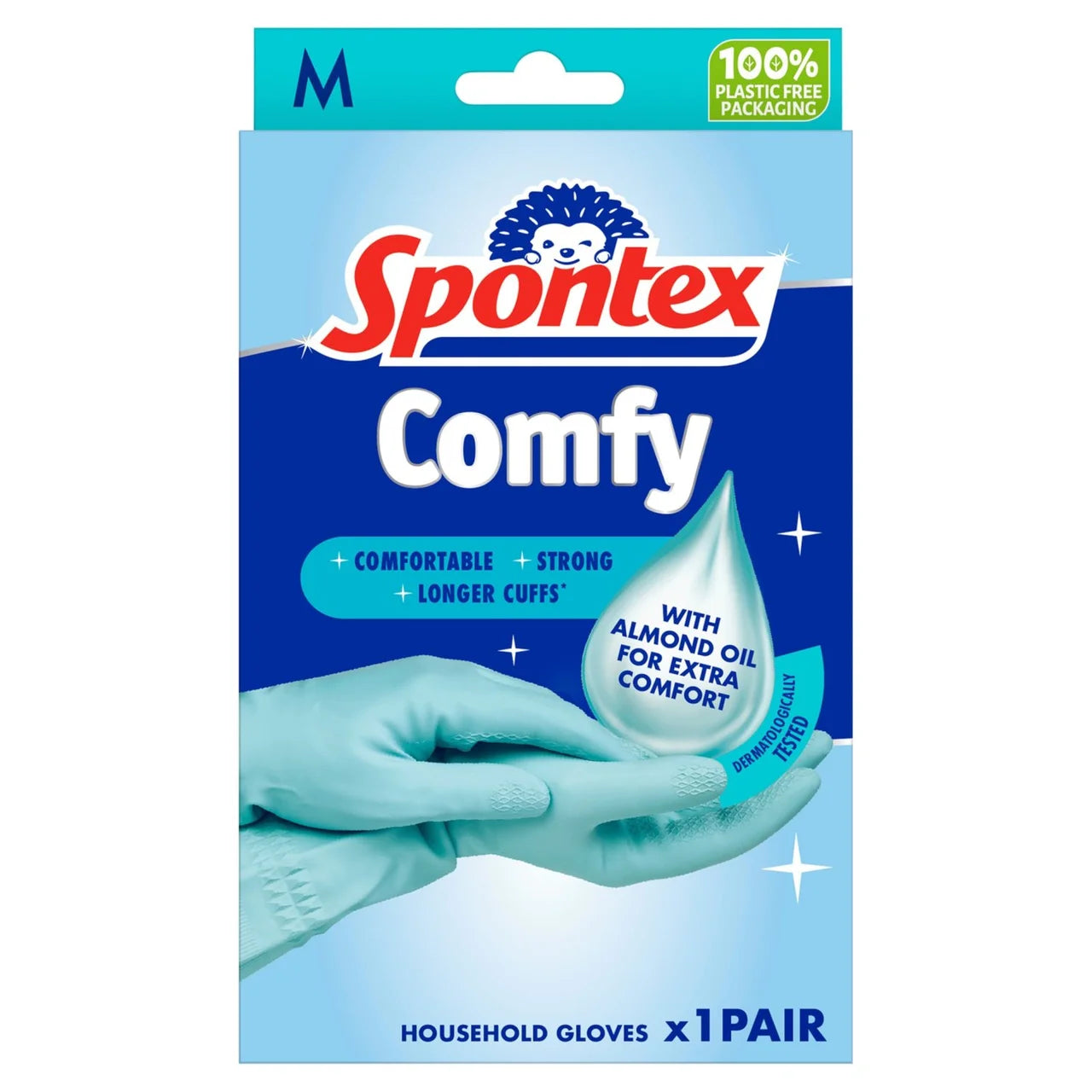 Spontex Soft Hands Cleaning Gloves M/L with Almond Oil & Cotton Lined 1 pair