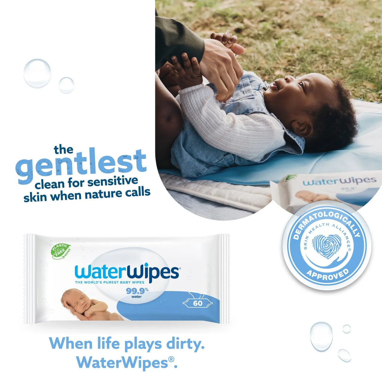 WaterWipes Baby Wipes Sensitive Newborn Plastic Free Wipes 12 x 60 per pack