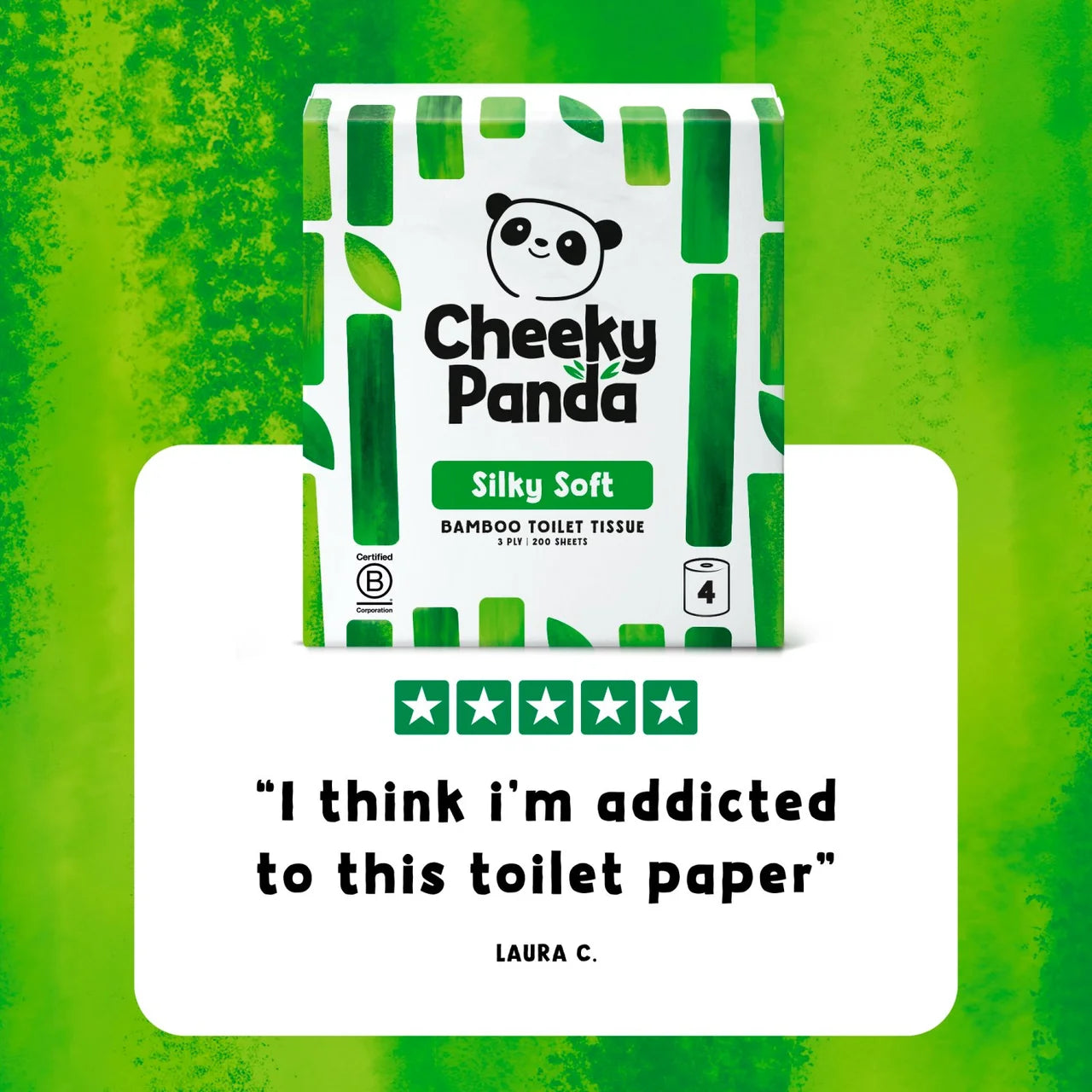 Cheeky Panda Silky Soft Bamboo Toilet Paper 4 per pack