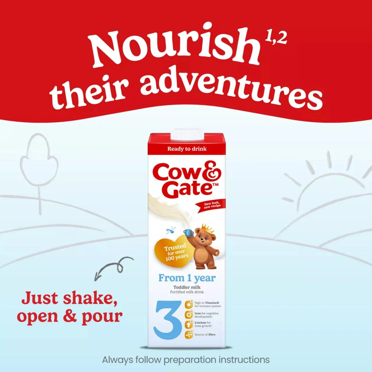 Cow & Gate 3 Toddler Milk Formula Liquid Ready to Feed 1-3 Years 200ml
