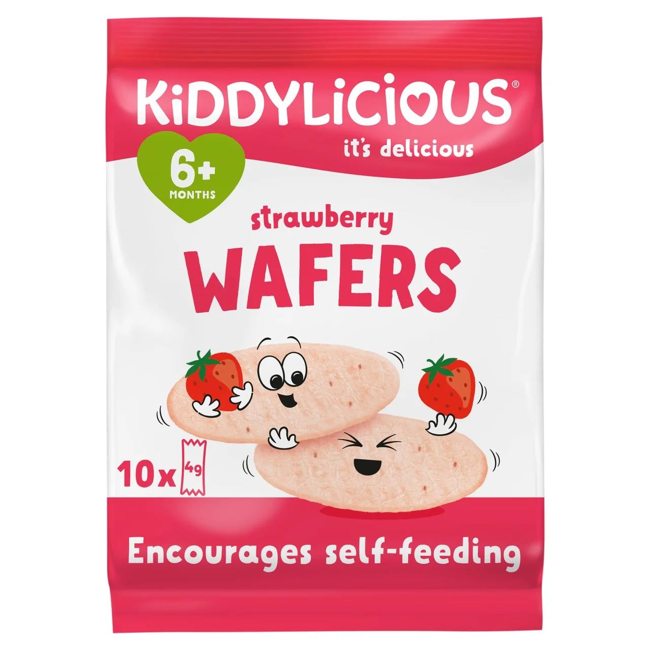 Kiddylicious Strawberry Maxi Wafers Baby Snacks Multi 10 x 4g