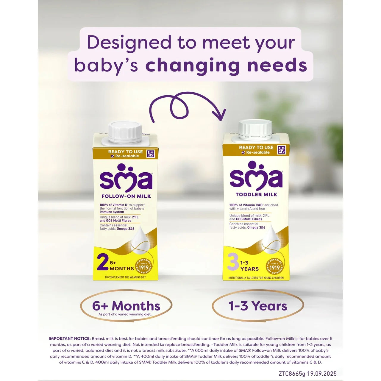 SMA 2 Follow-on Baby Milk Liquid Formula 6 Months+ Multipack 6x200ml