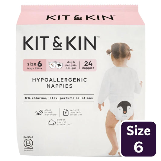 Kit & Kin Hypoallergenic Nappies Size 6 (14+kg) 24 per pack
