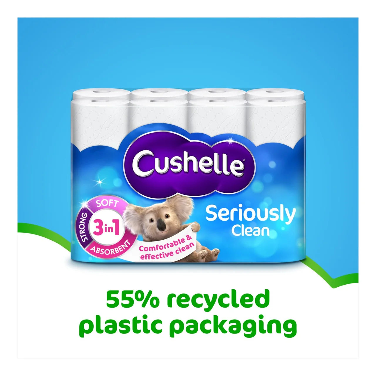 Cushelle Seriously Clean Toilet Roll, Standard Rolls 24 per pack