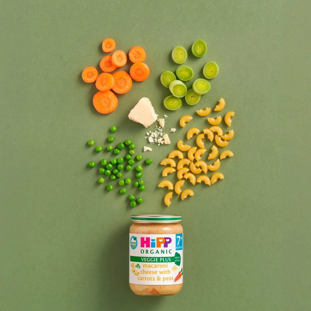 HiPP Organic Macaroni Cheese with Carrots & Peas Baby Food Jar 7+ Months 190g