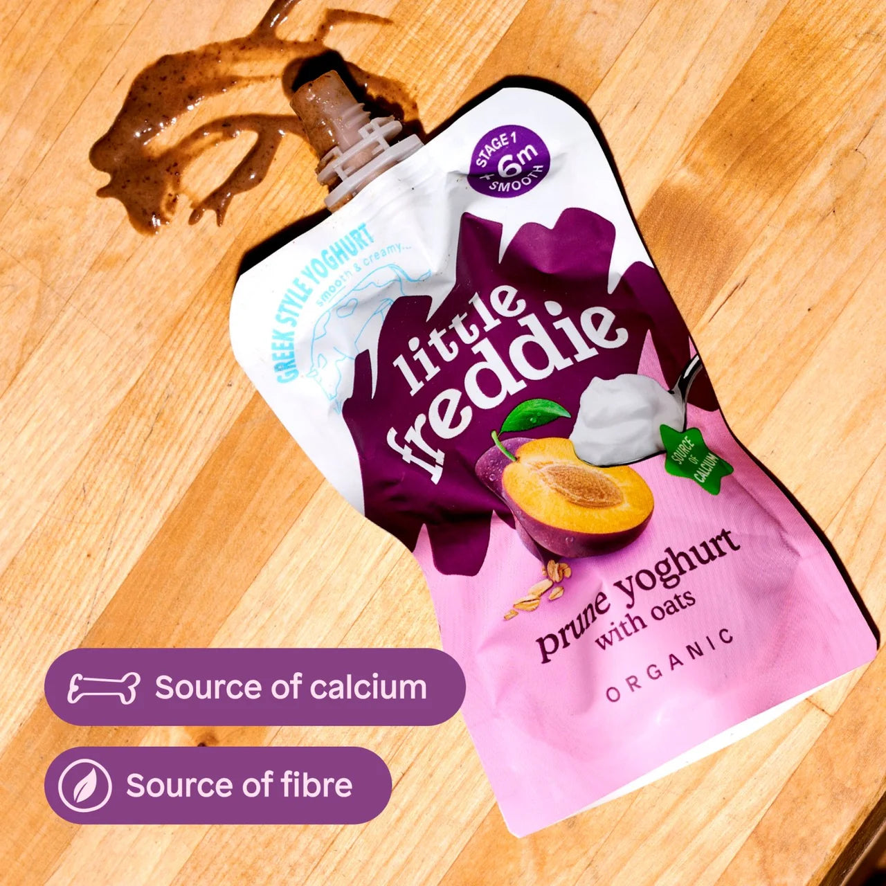 Little Freddie Prune Yoghurt with Oats Baby Food Pouch 6+ Months 100g