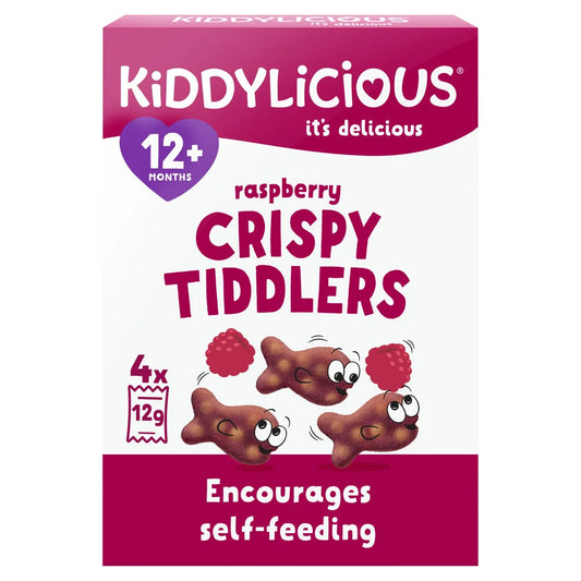 Kiddylicious Raspberry Crispy Tiddlers Baby Snacks Multi 4 x 12g