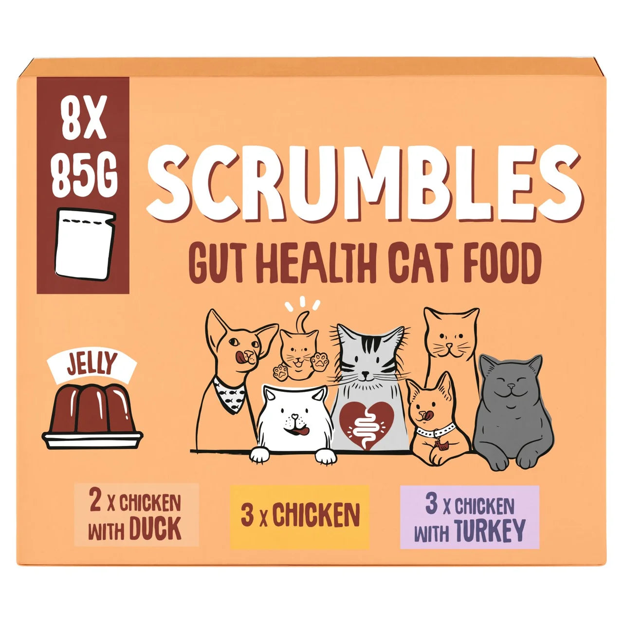 Scrumbles Grain Free Wet Cat Jelly Pouch Meat Selection 8 x 85g