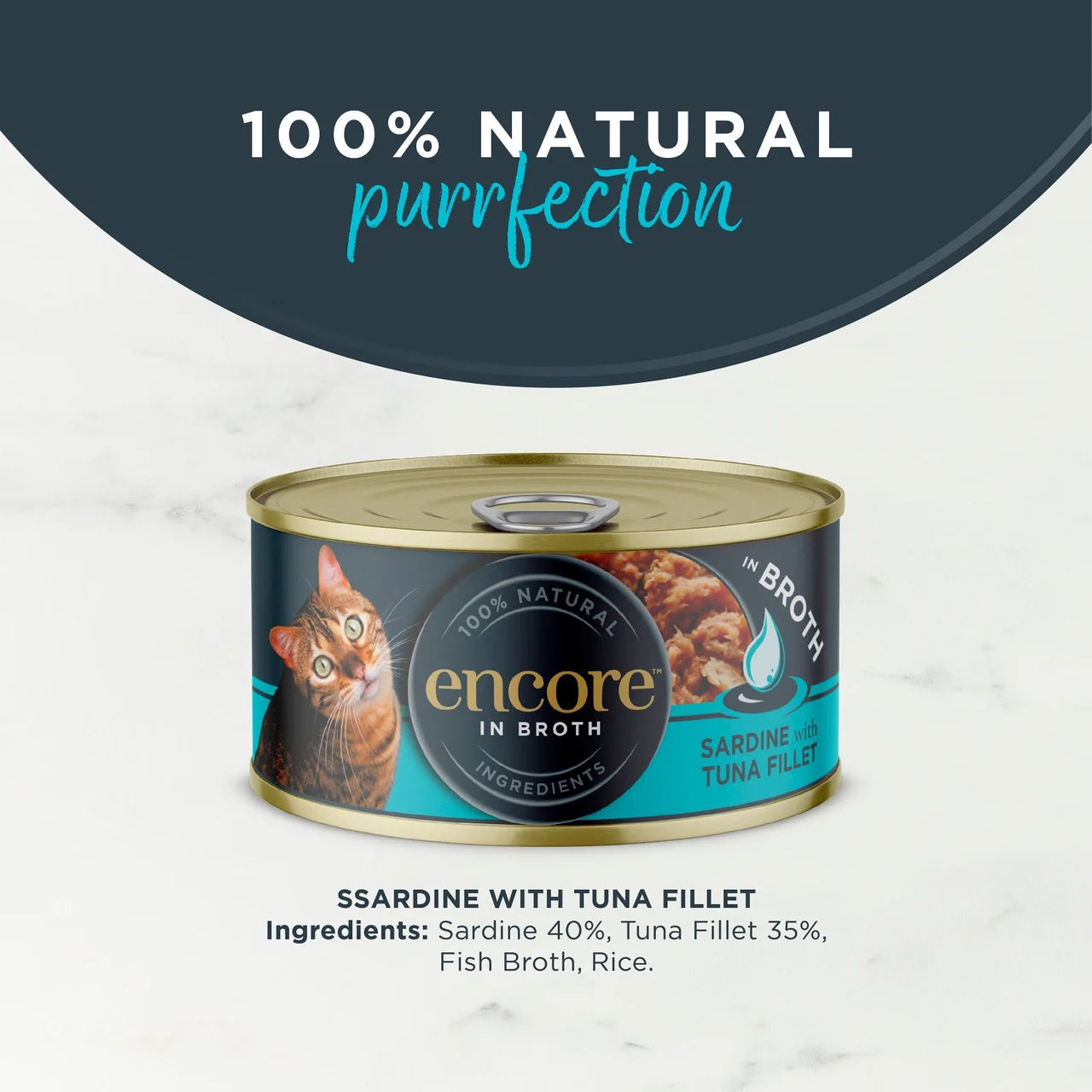 Encore Natural Wet Cat Food Tin Sardine with Tuna Fillet in Broth 70g