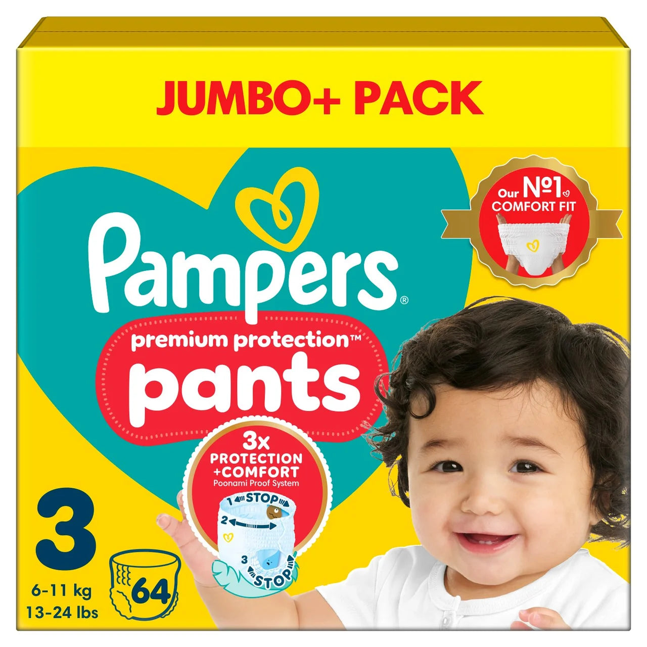 Pampers New Baby Nappy Pants Size 3 Jumbo 64 per pack