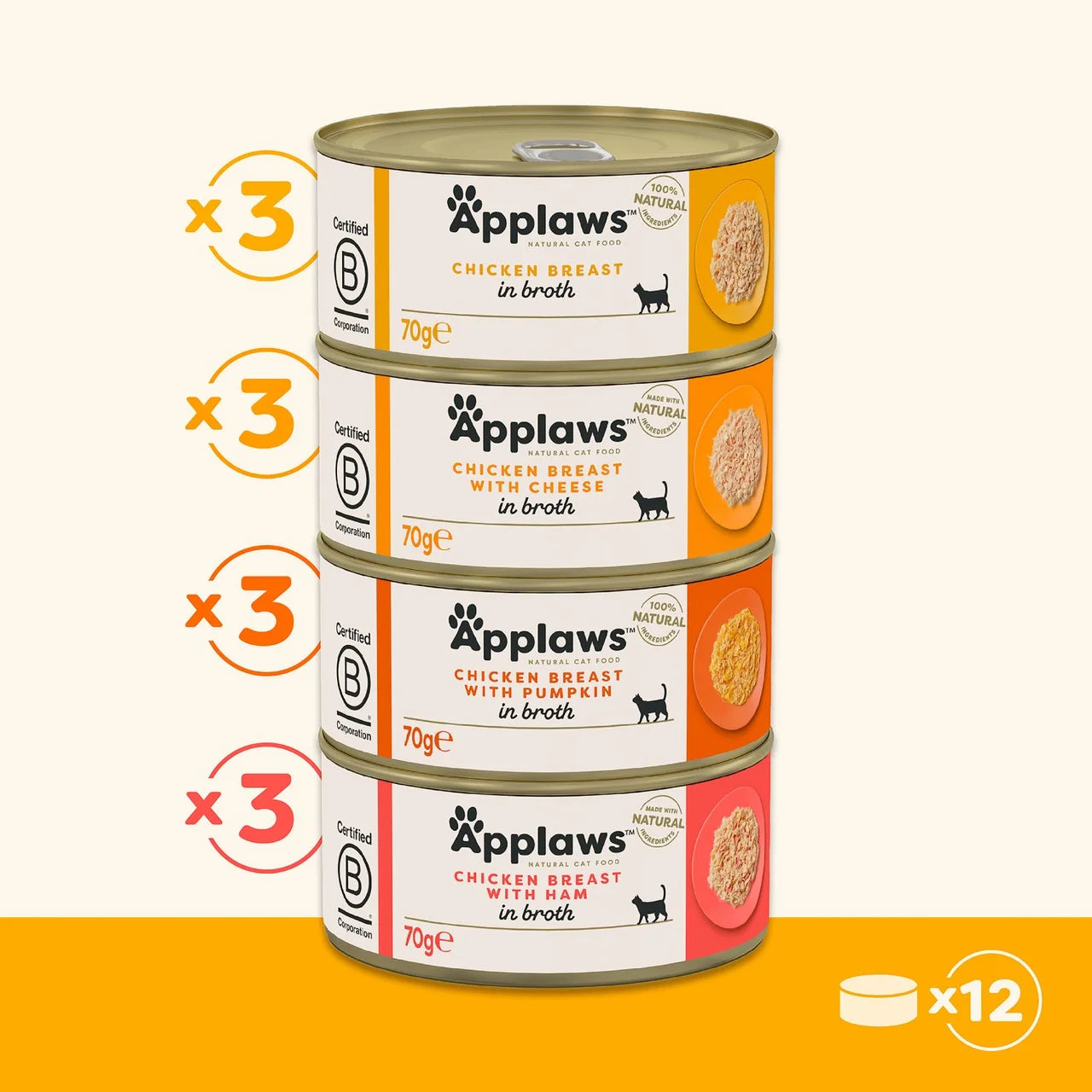 Applaws Cat Tin Multipack Chicken Collection 12 x 70g