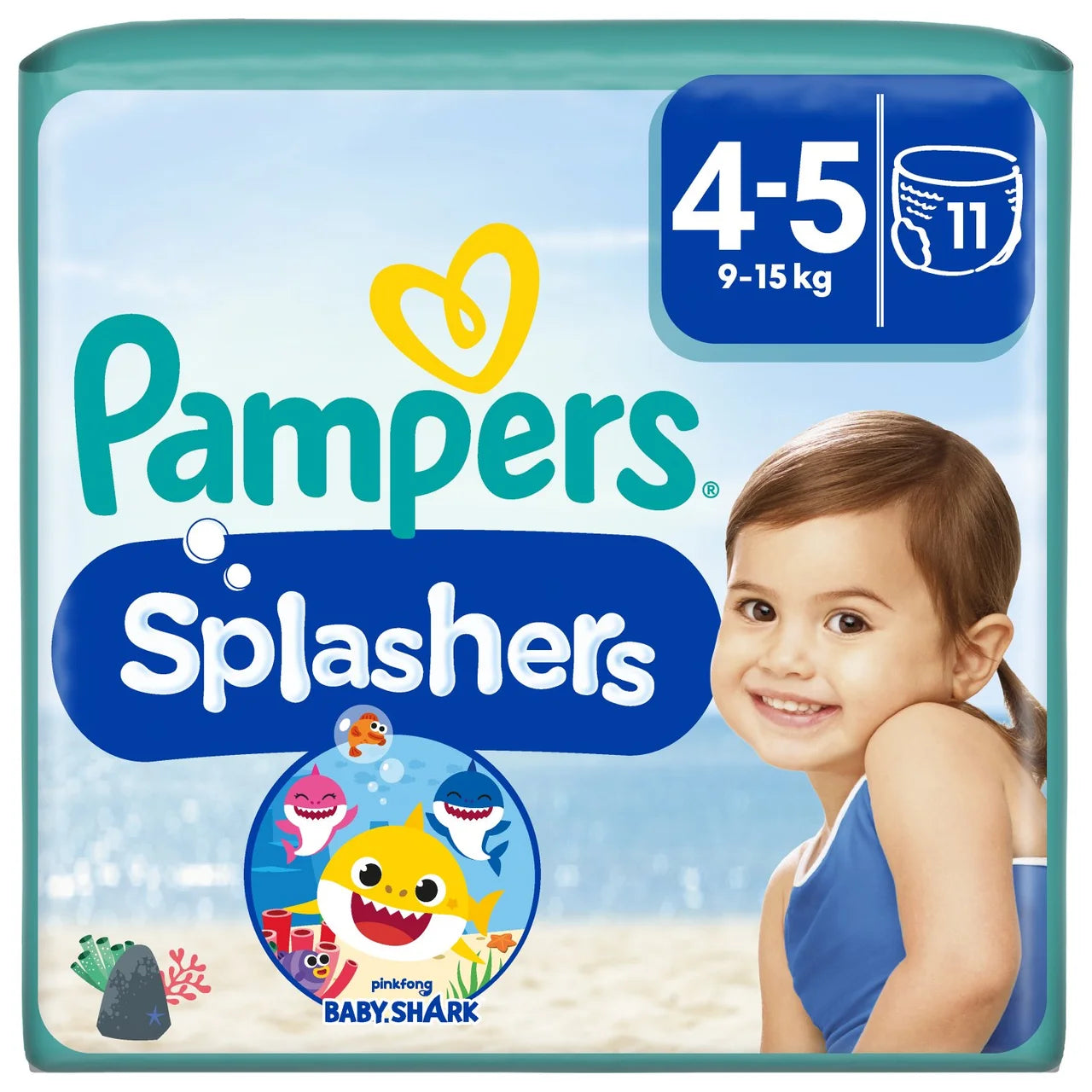 Pampers Splashers Swim Nappies, Size 4-5 (9-15kg) 11 per pack