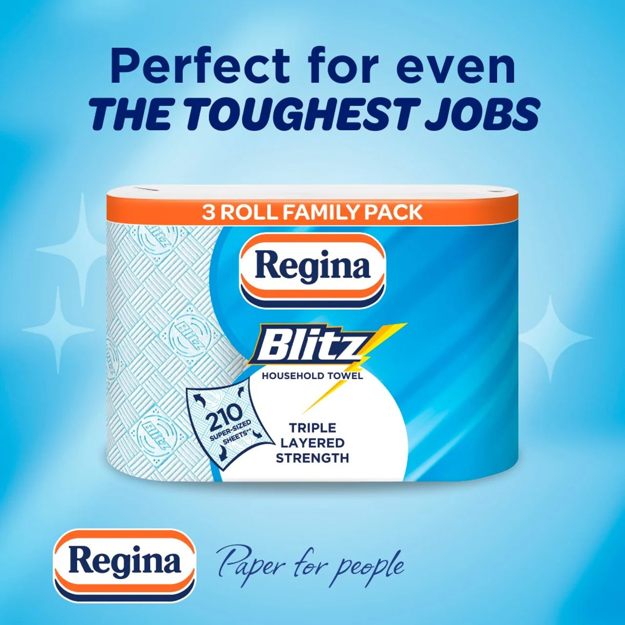 Regina Blitz Kitchen Roll 210 Supersized Sheets 3 Roll
