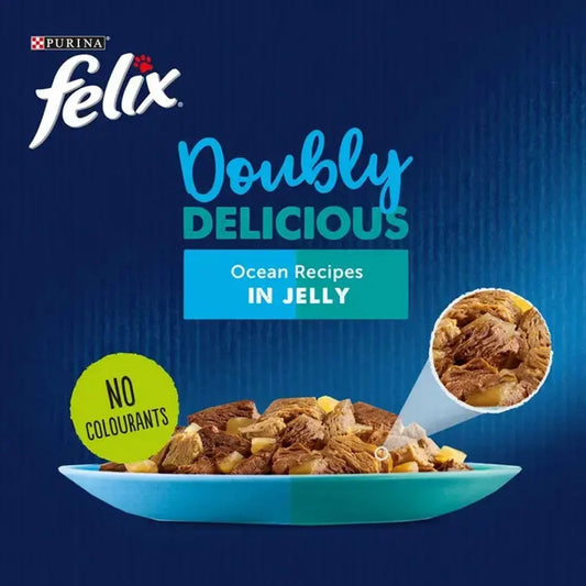 Felix Doubly Delicious Ocean Recipes in Jelly Wet Cat Food 12 x 85g