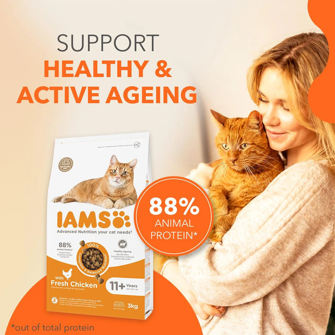 IAMS Senior 11+ Dry Cat Food Chicken 3kg