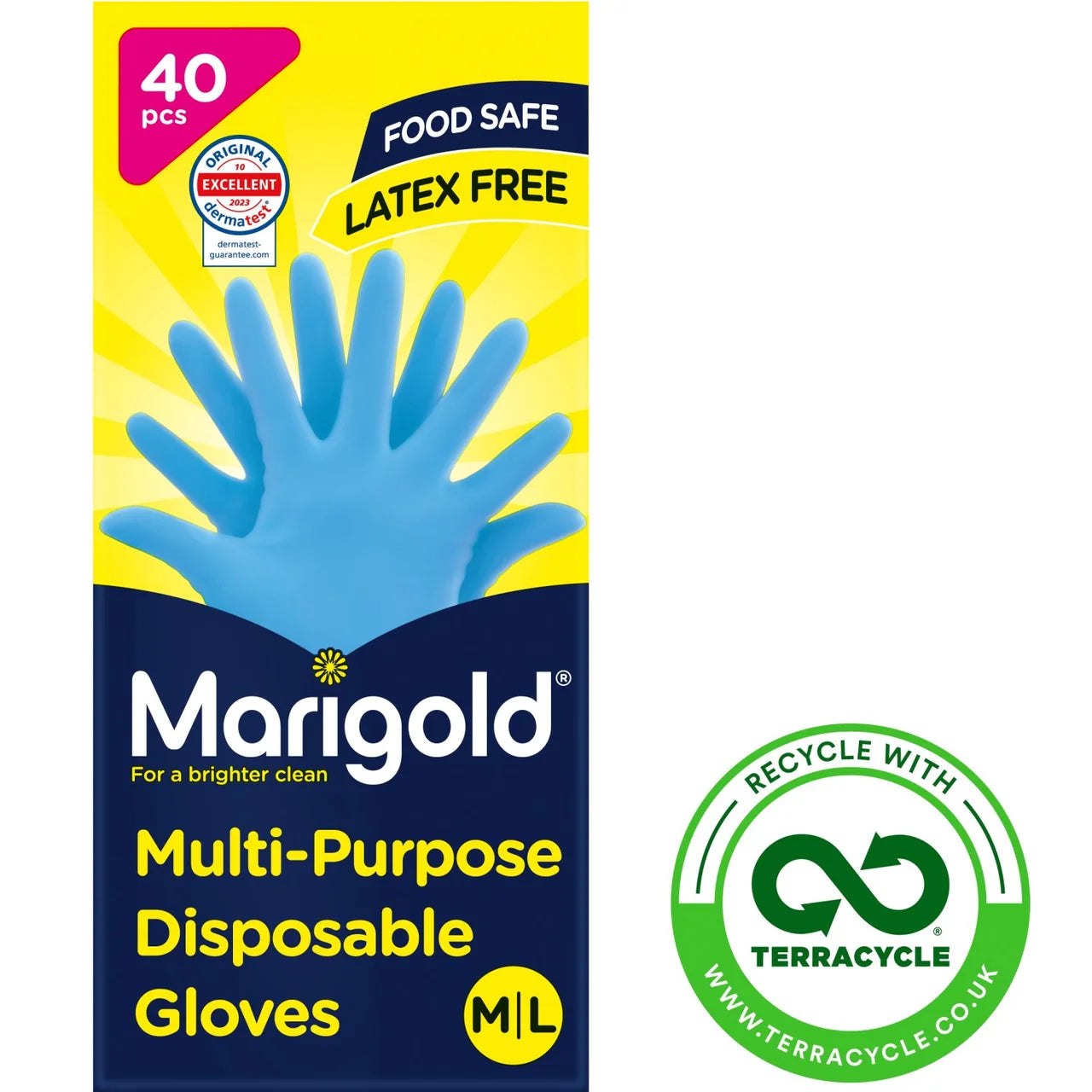 Marigold Extra Safe Disposable Latex & Powder Free Gloves M/L Food Safe 40 per pack