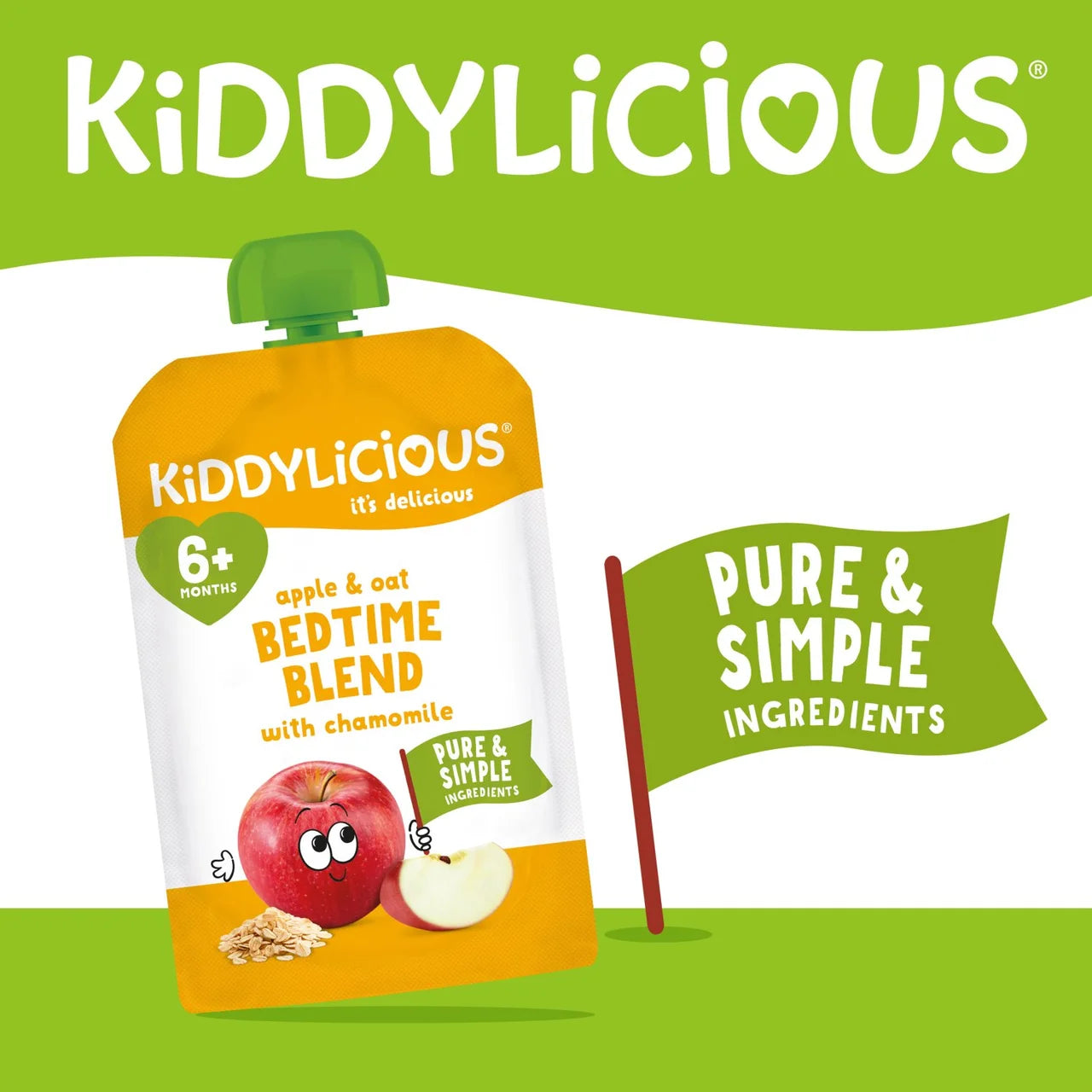 Kiddylicious Pouches Apple & Oat Bedtime Blend with Vanilla Multipack 4 x 100g