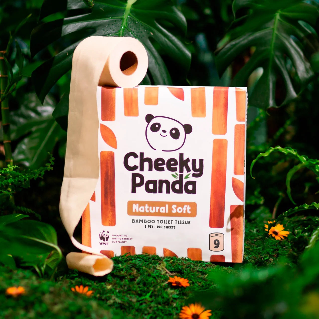 Cheeky Panda Natural Colour Bamboo Toilet Paper 9 per pack