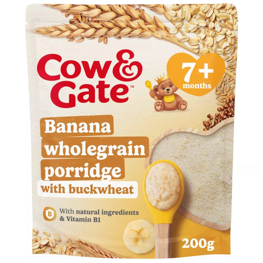 Cow & Gate Banana Wholegrain Porridge Baby Cereal 7+ Months 200g