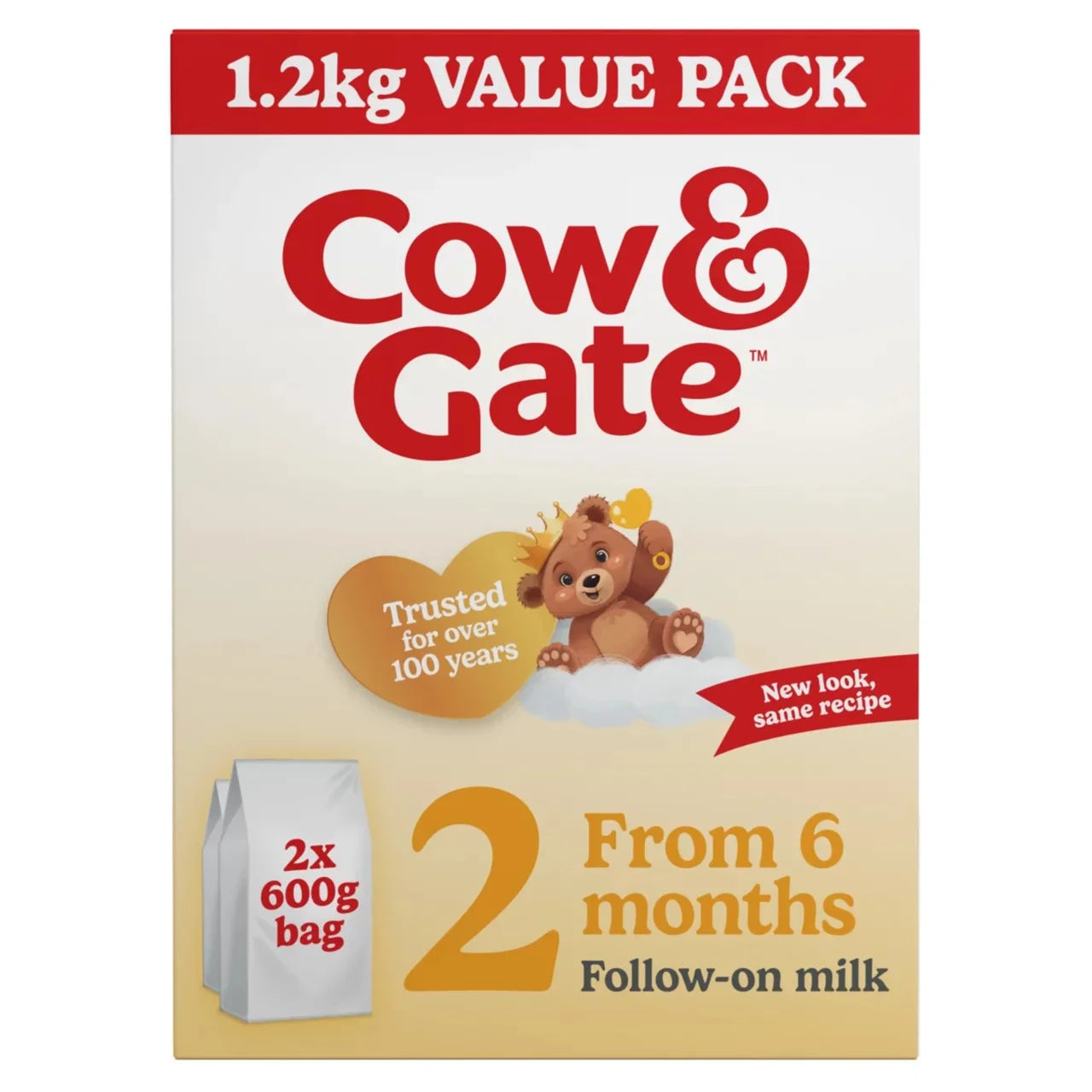 Cow & Gate 2 Follow On Baby Milk Formula Powder 6-12 Months Big Pack , 2 x 600g
