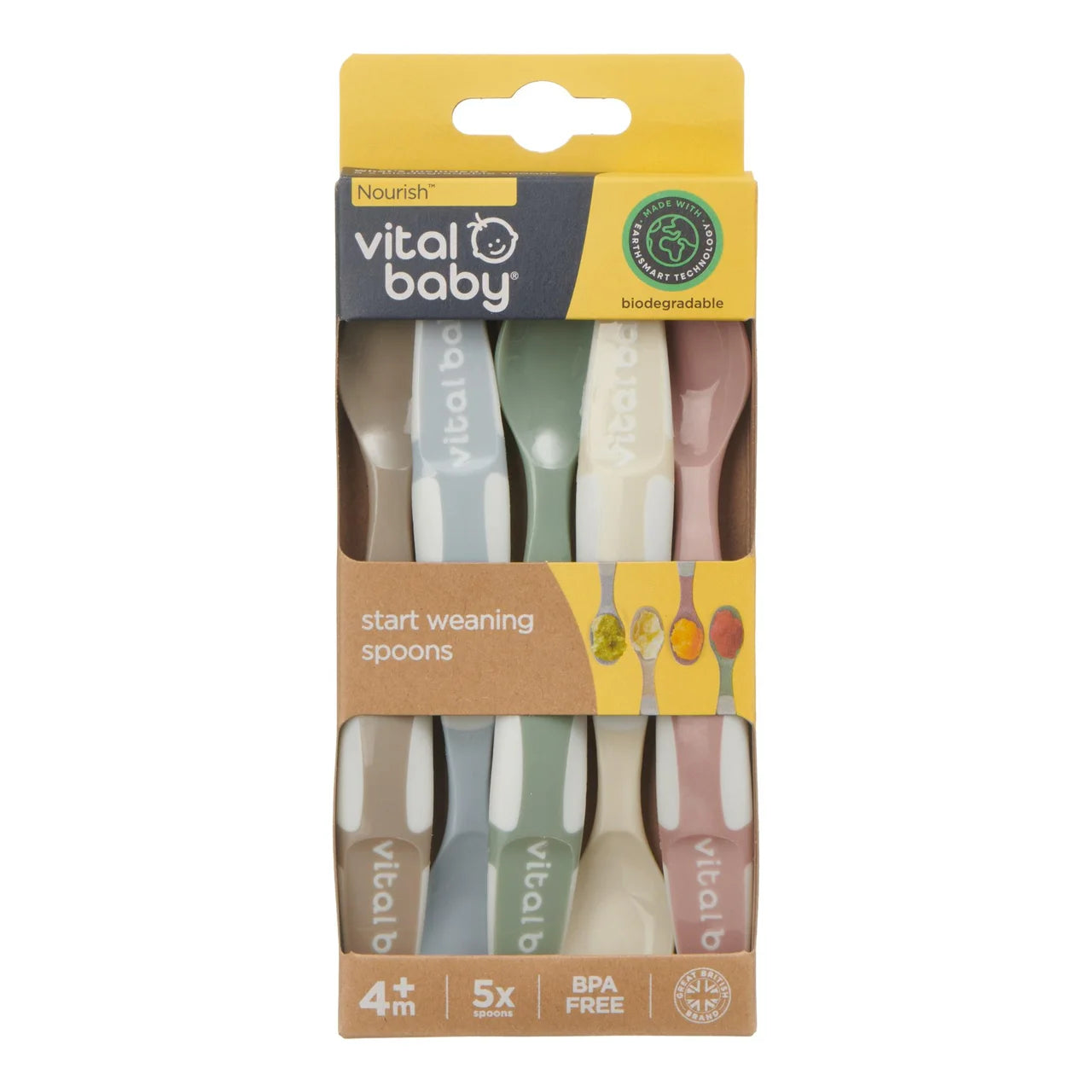 Vital Baby Nourish Start Weaning Spoons 5pk - natural