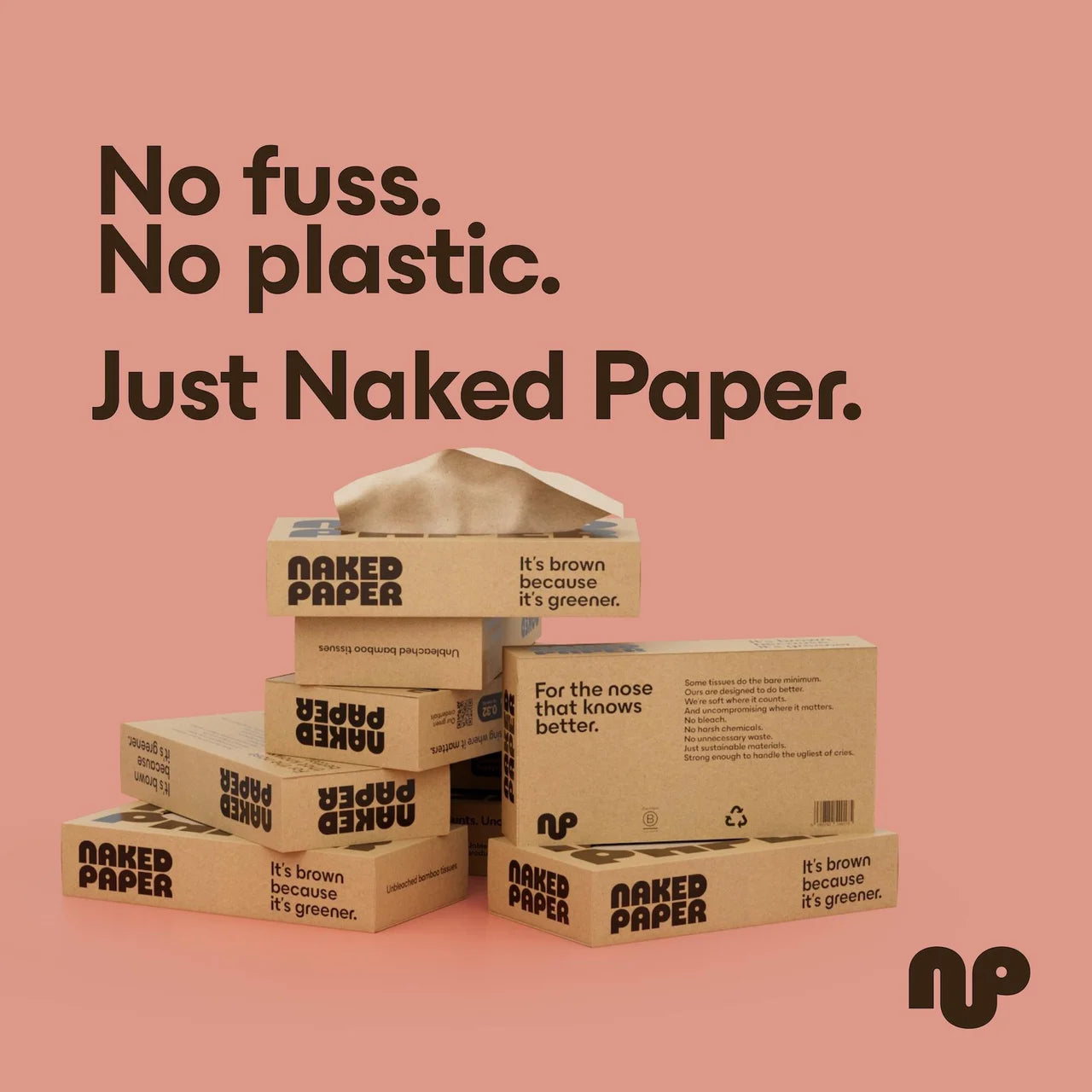 Naked Paper Unbleached Bamboo Facial Tissues 100 Sheets