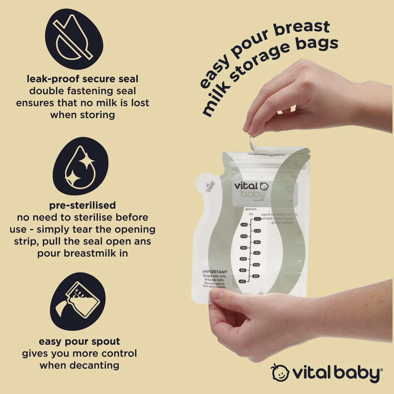 Vital Baby Breast Milk Storage Bags 30 per pack