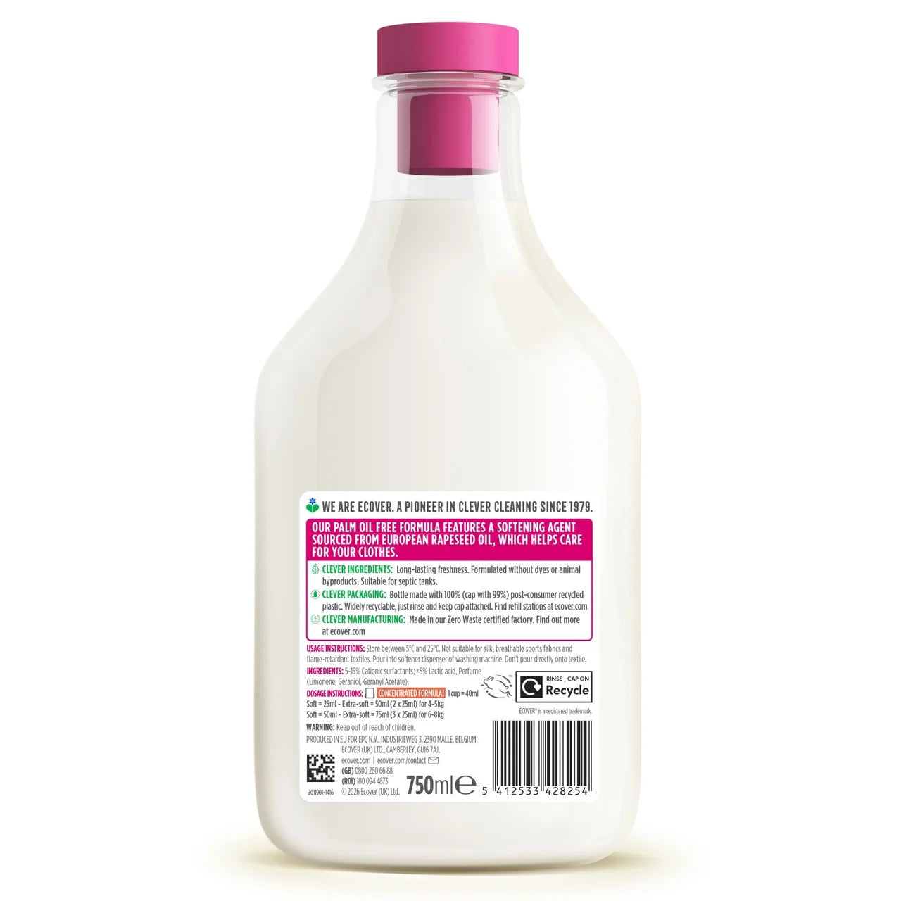 Ecover Concentrated Fabric Softener Apple Blossom and Almond 30 Washes 750ml