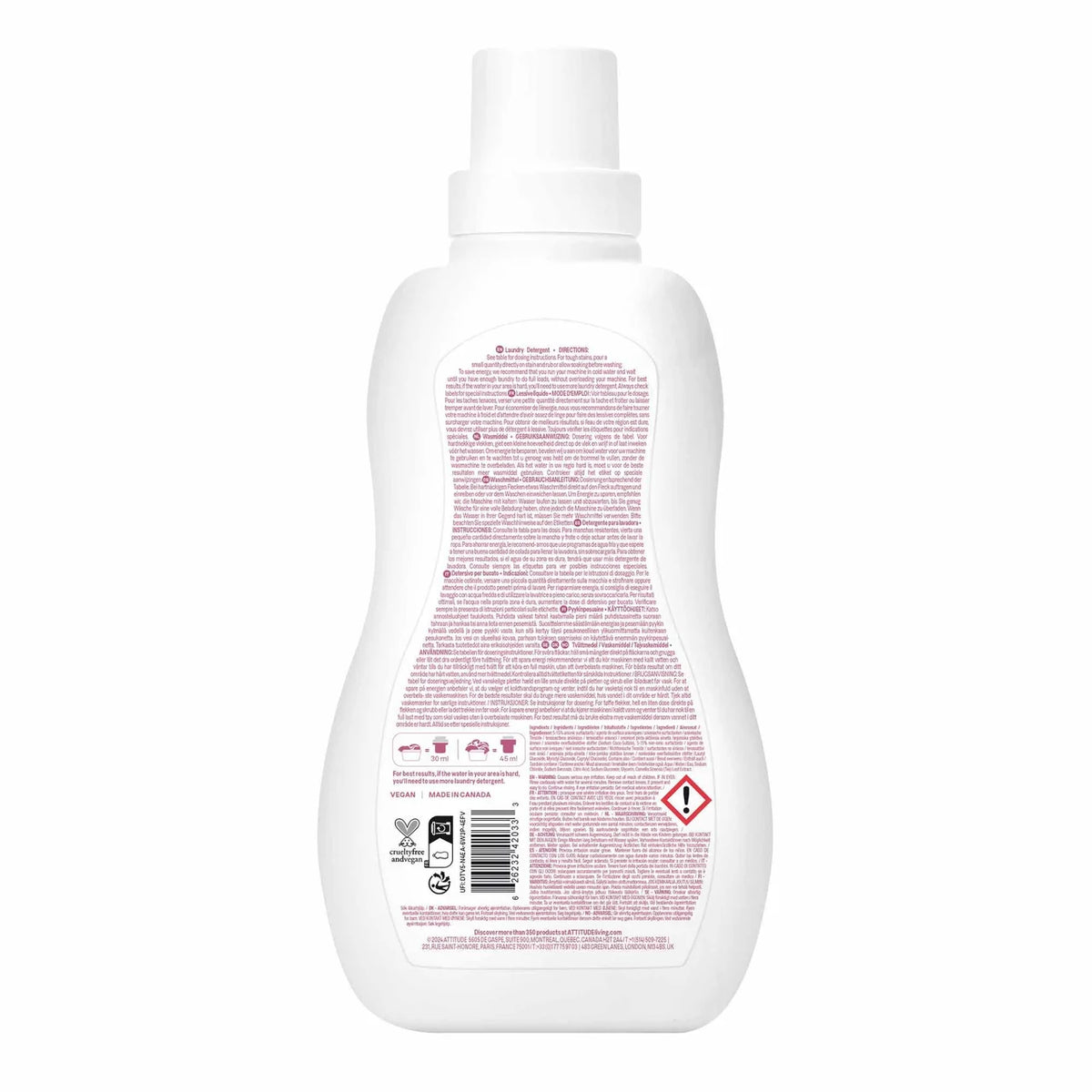 Attitude Baby Leaves Laundry Liquid - 35 Loads - Fragrance Free 1.05L