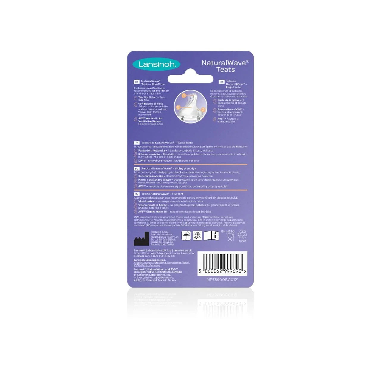 Lansinoh Silicone Bottle Teats Slow Flow 2 per pack