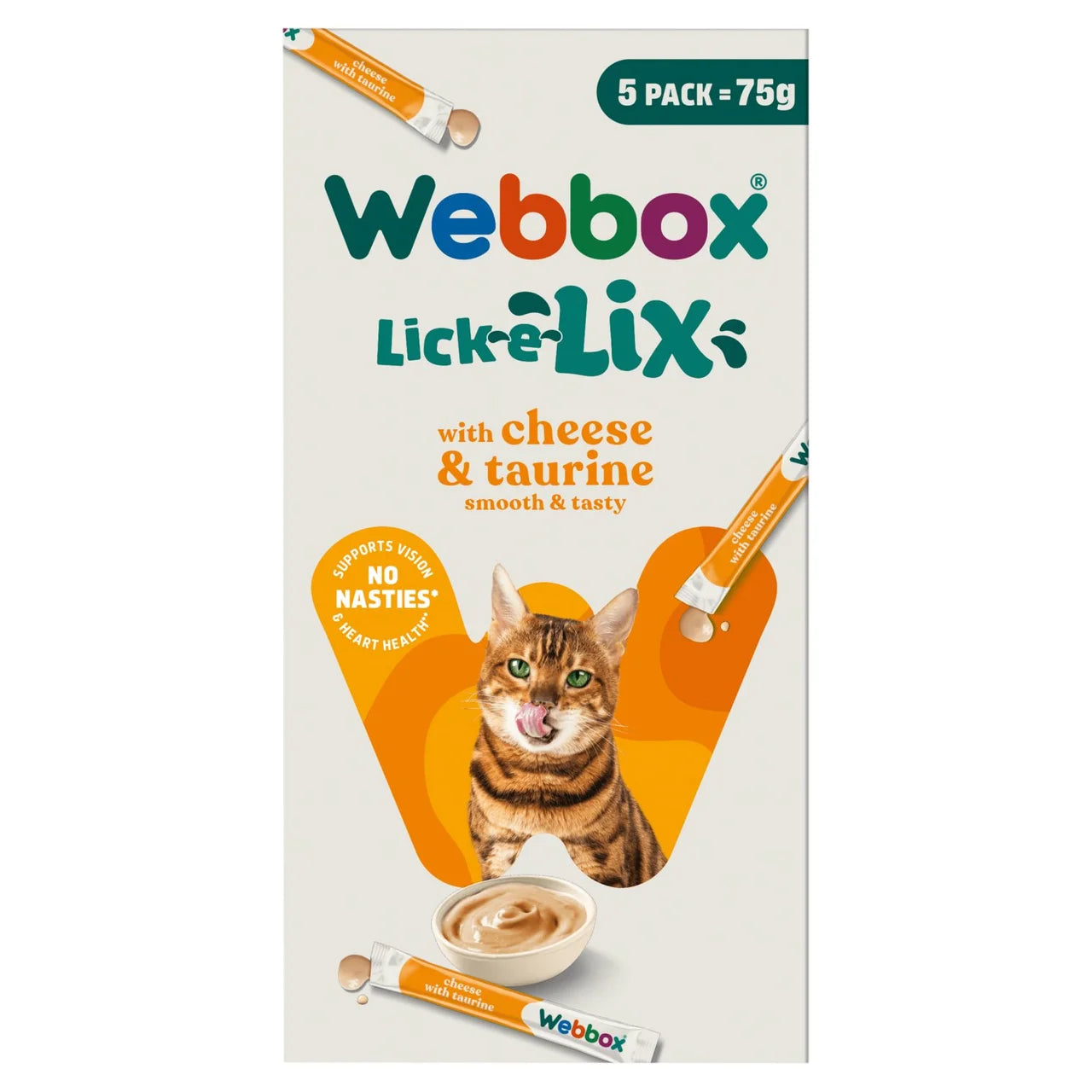 Webbox Lick-e-Lix Cheese with Taurine Cat Treat 5 x 15g