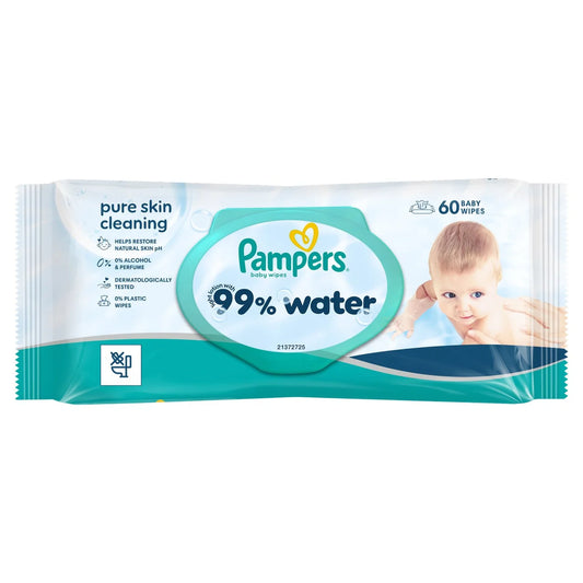 Pampers 99% Water Wipes 60 per pack